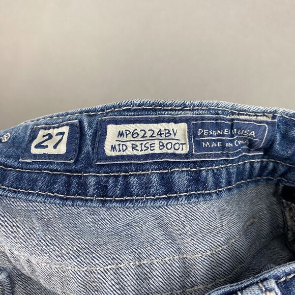 Miss Me Womens Size 27 Mid Rise Boot Jeans Rhinestone Cross Distressed MP6224BV - Picture 7 of 9